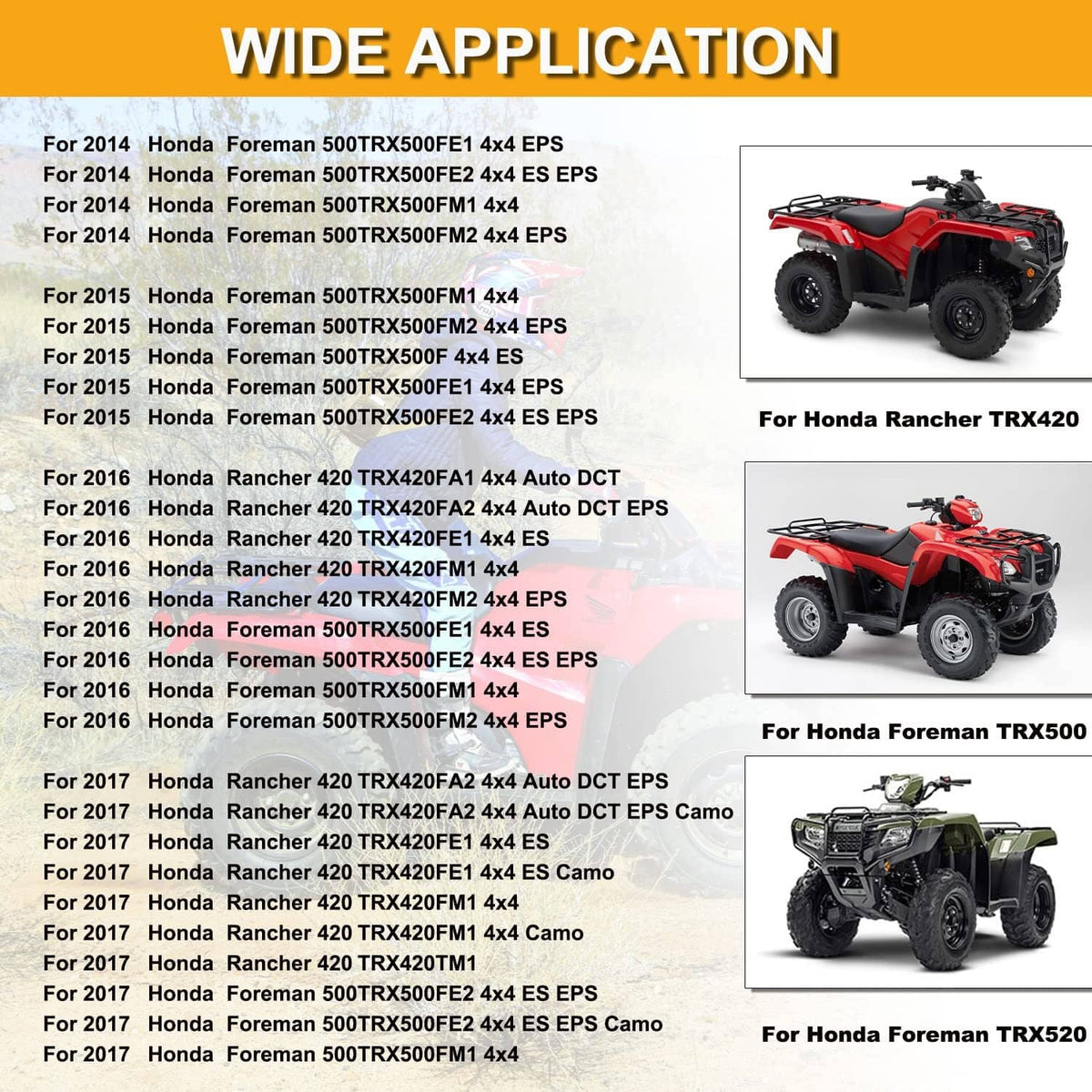 Solid Spare Rear Wheel Axle Bearing Kit for Honda Rancher 420(SRA) TRX420,Foreman 500 TRX500