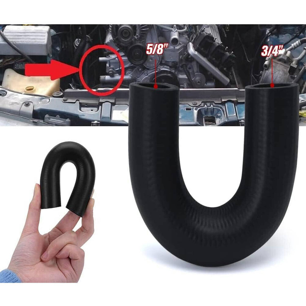 Solidspare LS Heater Core Bypass Delete Hose Coolant Crossover w/ Clamps For Chevy Pontiac