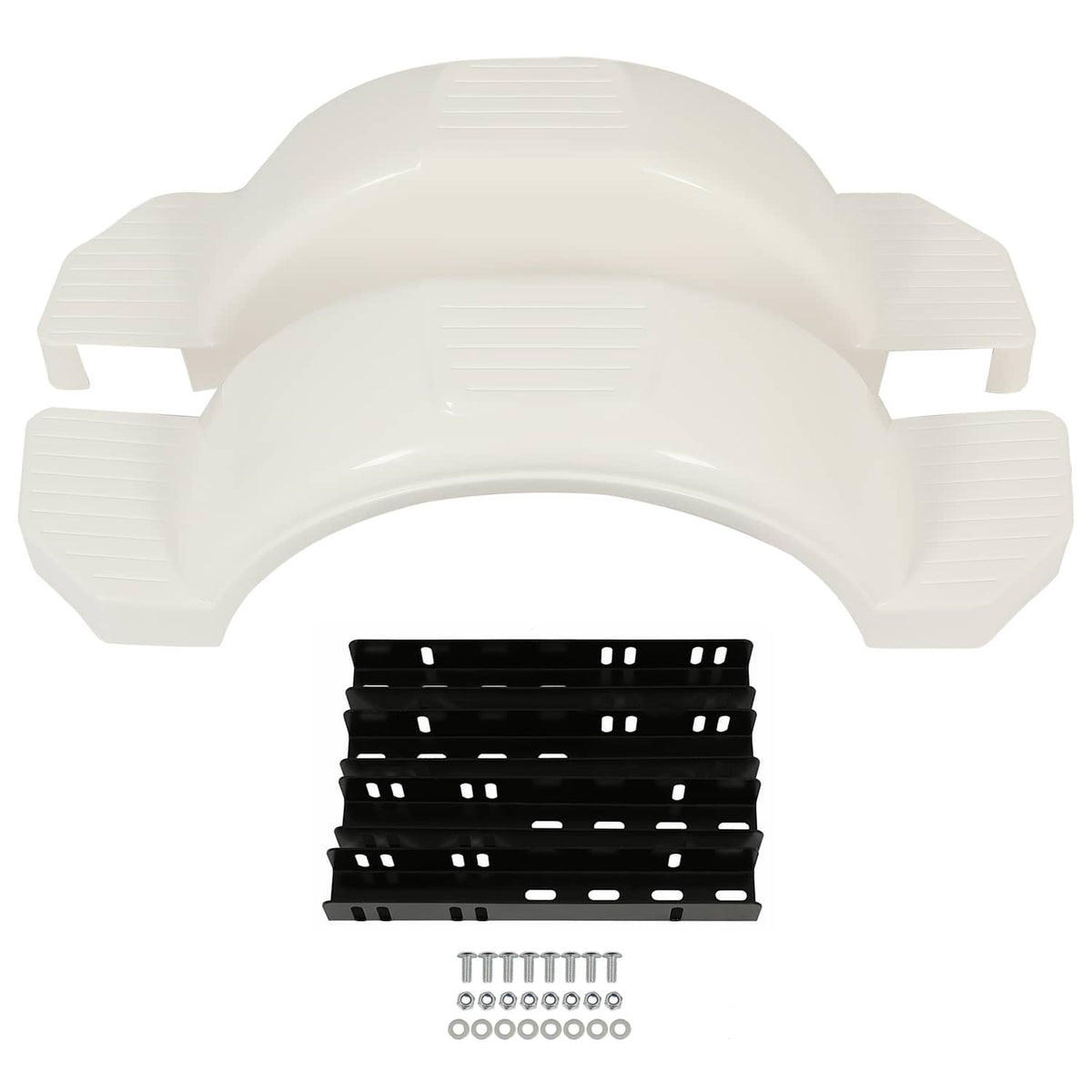 Solidspare Pair L&R Single Axle Trailer Fenders White HDPE For 13" diameter Wheels Tires