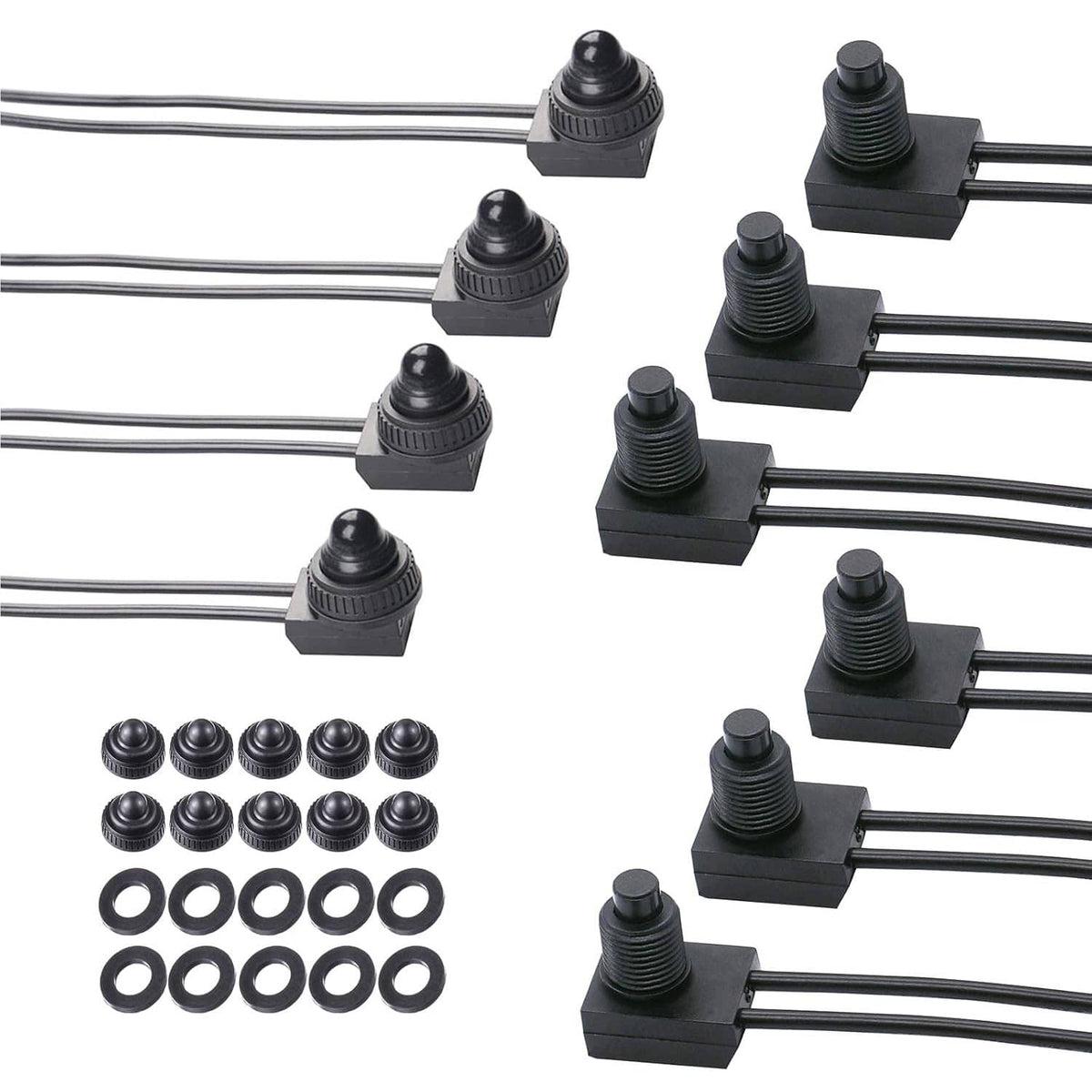 Solid Spare 10pcs 12V-48V Wire Leads Waterproof On-Off Push Button Switch for Motorcycle Car