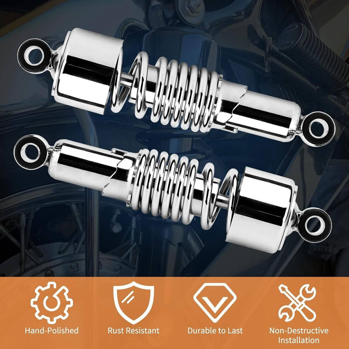 Solidspare 10.5" Slammer Rear Absorber Shocks Lowering Kit For 84-UP Harley Touring FLHR