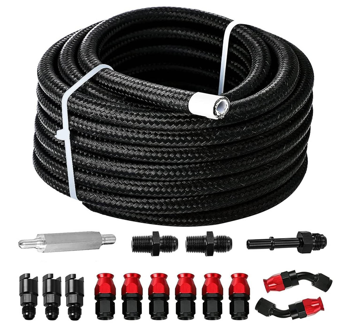 Solidspare AN6 6AN PTFE LS Swap EFI Fuel Line Fitting Kit with 25FT Hose and 15 Fitting E85