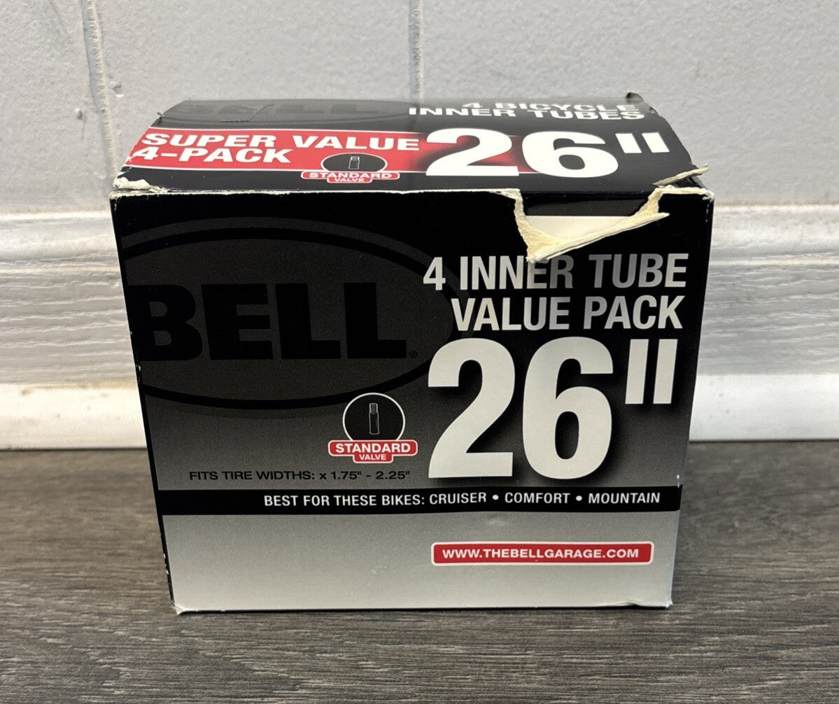 New BELL 26" Bicycle Inner Tube Fits Tire Widths x 1.75" - 2.25" 4-Pack