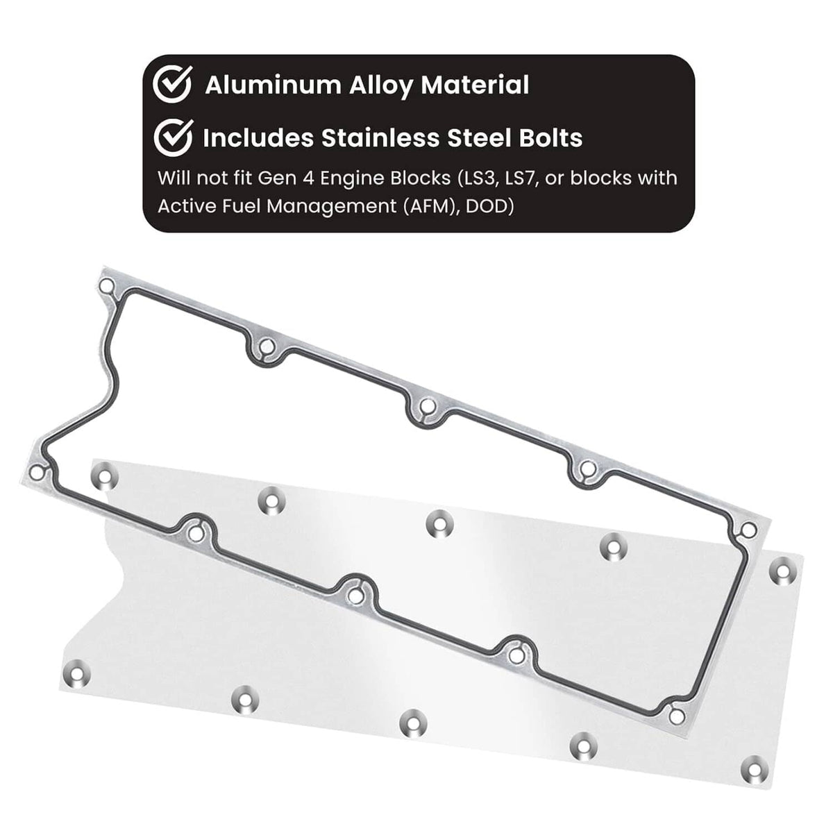 Solidspare LS Gen 3 Valley Cover Plate Kit w/ Gasket For GM LS-Series 4.8L 5.3L 5.7L 6.0L