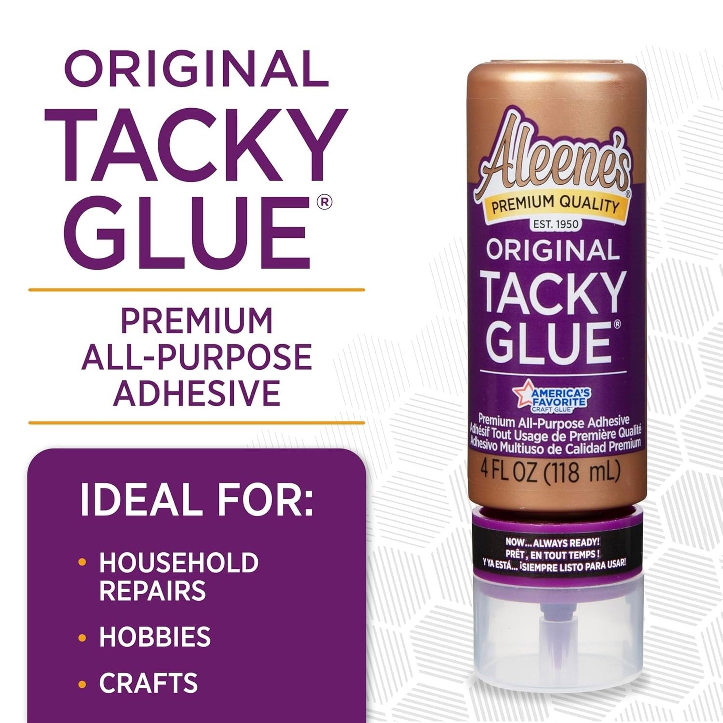 (3 pack) Aleene's Original Tacky Glue 4 fl oz, Premium All-Purpose Adhesive