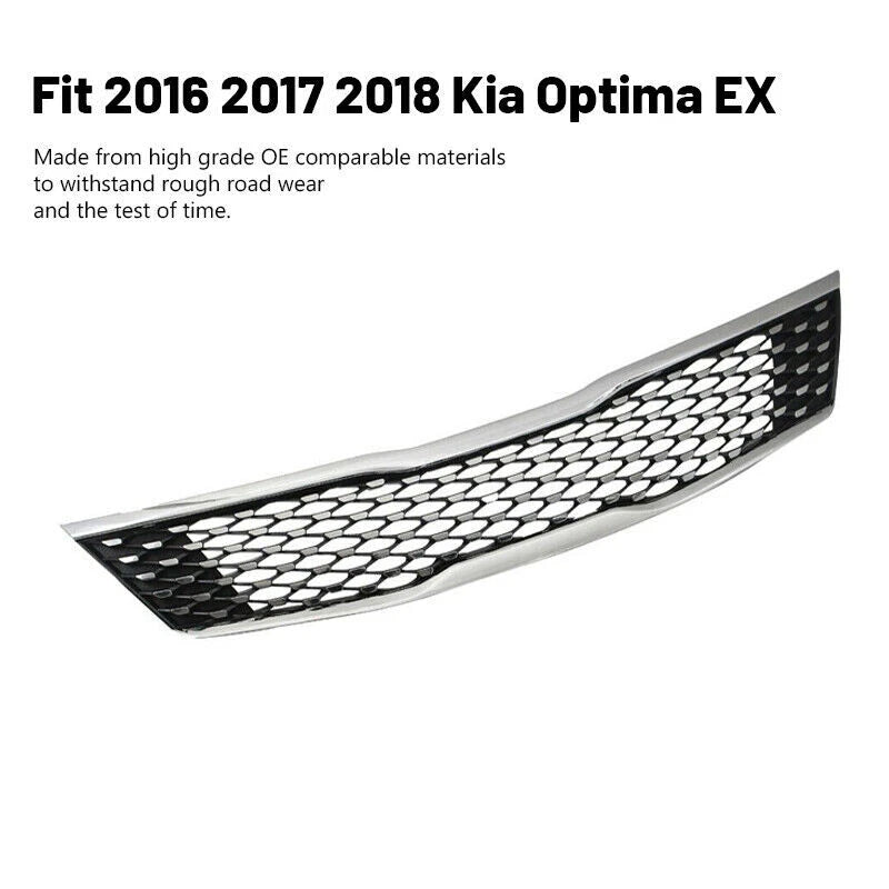 6PCS For 2016-2018 Kia Optima EX Front Bumper Grille & Bracket Molding Trim