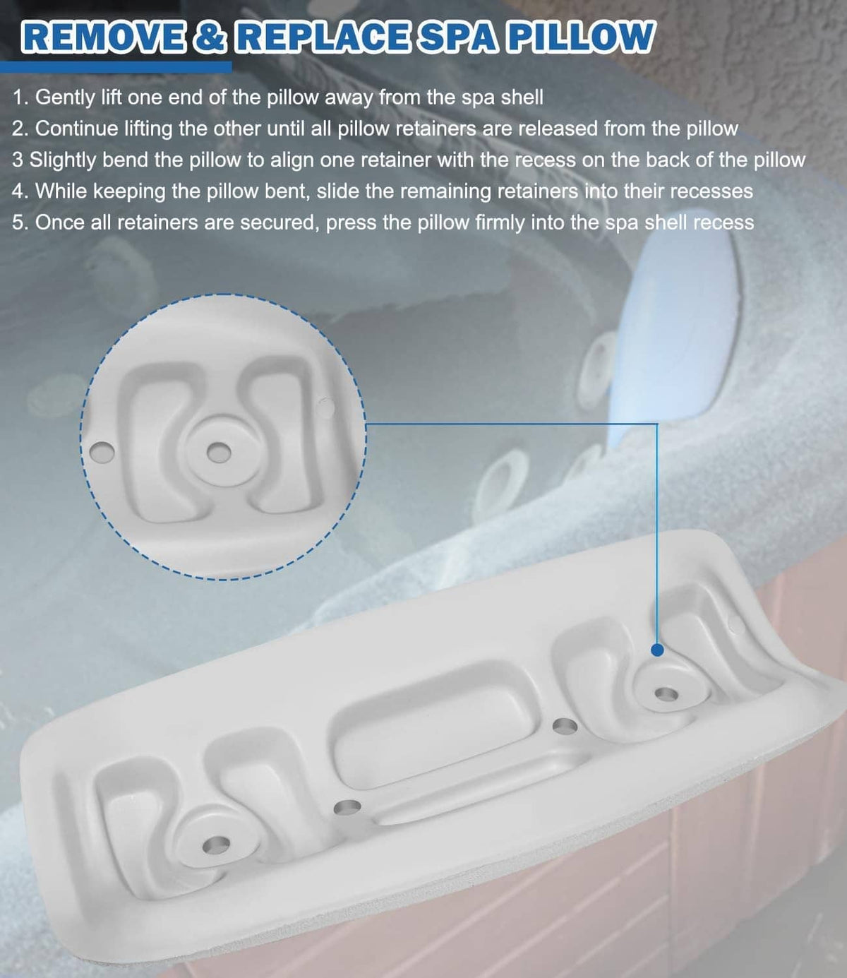 Solid Spare 72597 Spa Neck Pillow fits for 2002-2007 Hot Spring Hot Tubs & Spas 72596 73339