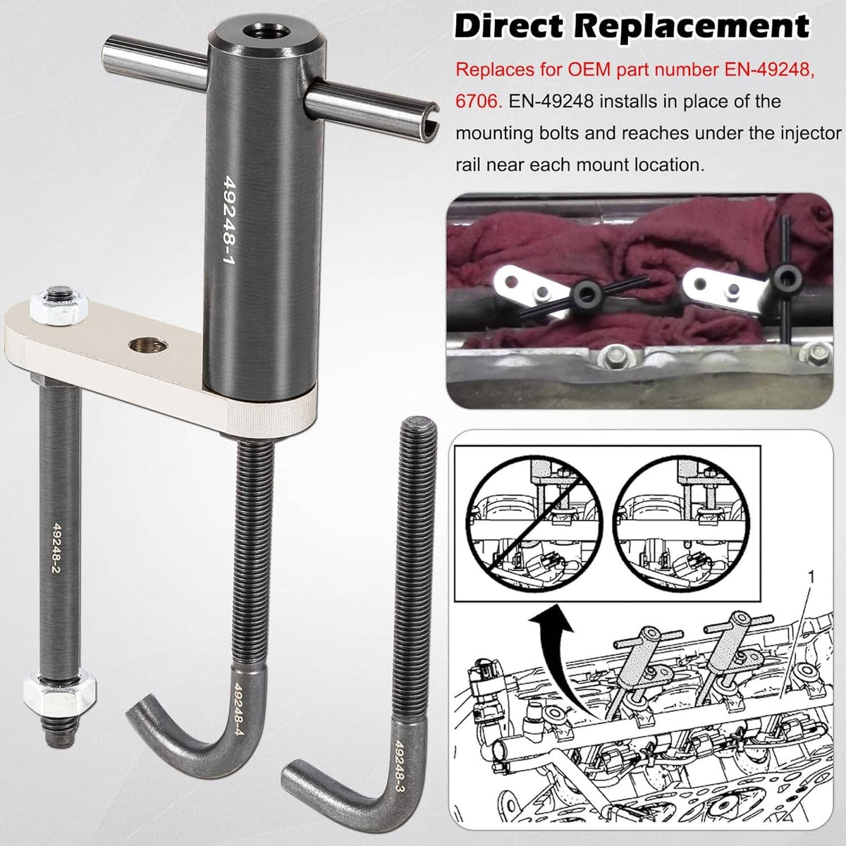 Solidspare 6706 Fuel Injector Rail Assembly Remover Tool EN-49248 For Chevy GMC Cadillac GM