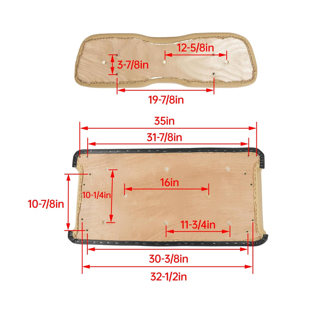 Solidspare Front Seat Assembly Bottom&Back Cushion For Club Car DS 2000.5-UP Tan Golf Cart