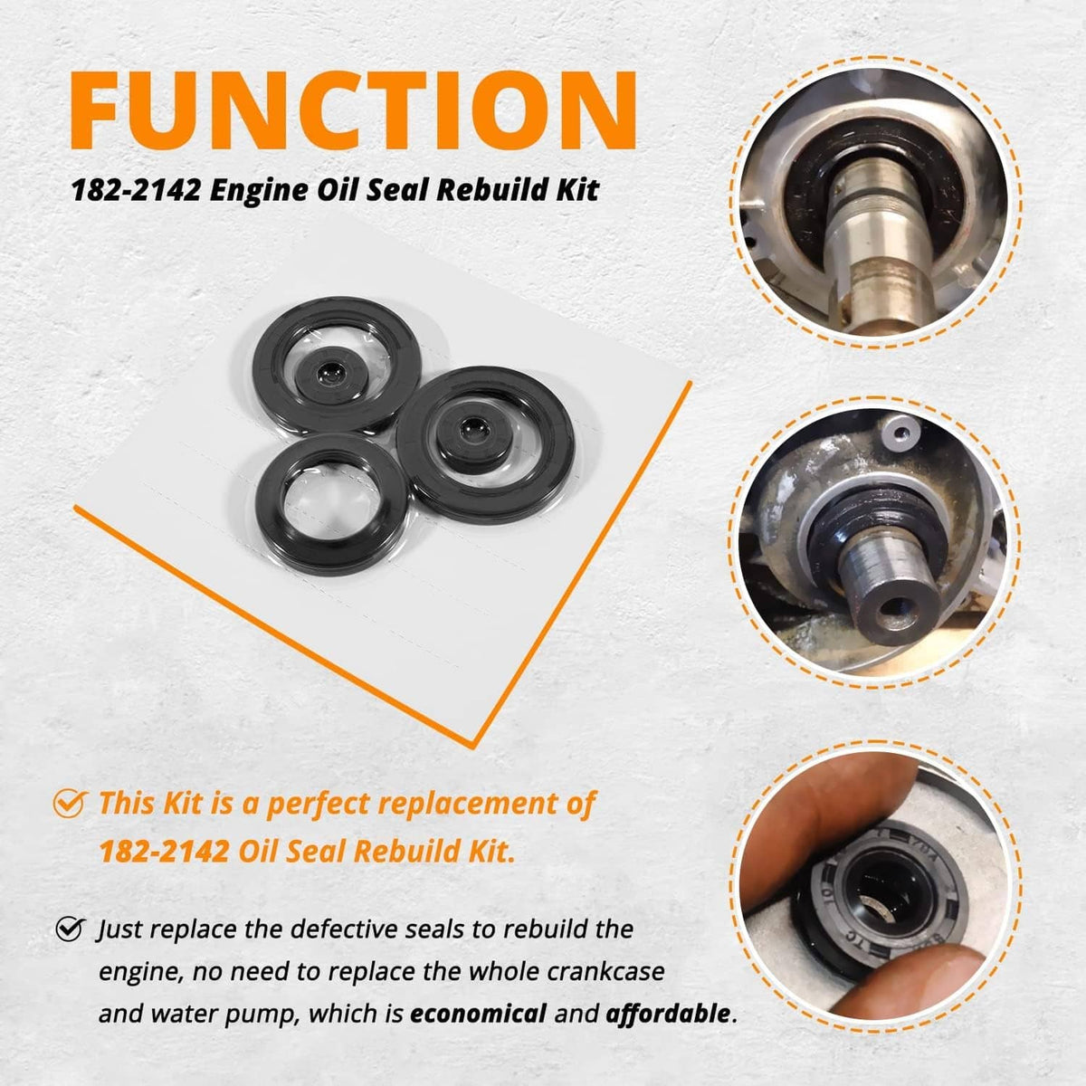 Solidspare 182-2142 Engine Oil Seal Rebuild Kit 400 400L Fit for Polaris Sport 82114 822124