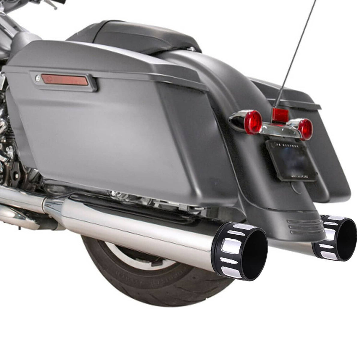 Solidspare 4" CHROME MEGAPHONE SLIP-ON MUFFLERS EXHAUST PIPES FOR HARLEY TOURING BAGGERS