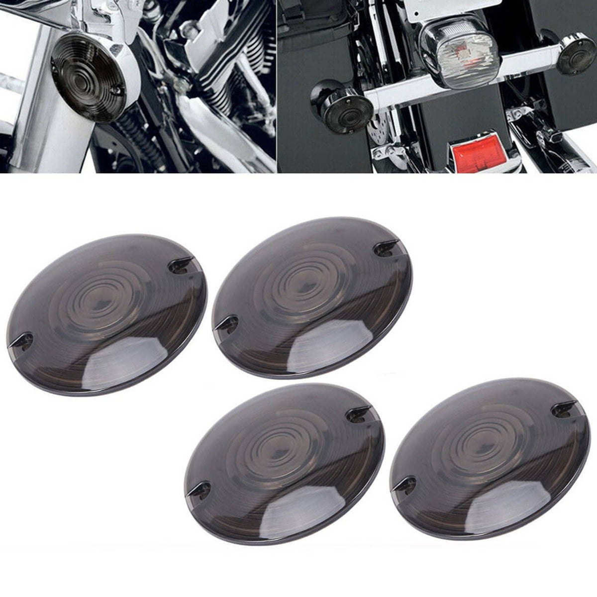 Solidspare For Harley Touring Road Glide Electra Glide Smoked Turn Signal Light Lens Cover