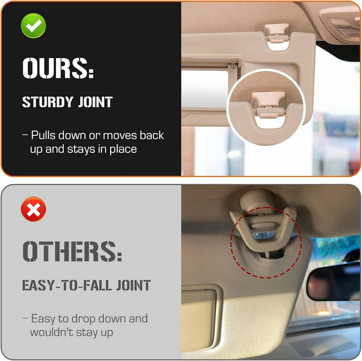 Solidspare 2Pcs Beige Sun Visor Left & Right Visor Kit For 2006-2011 Honda Civic Visors