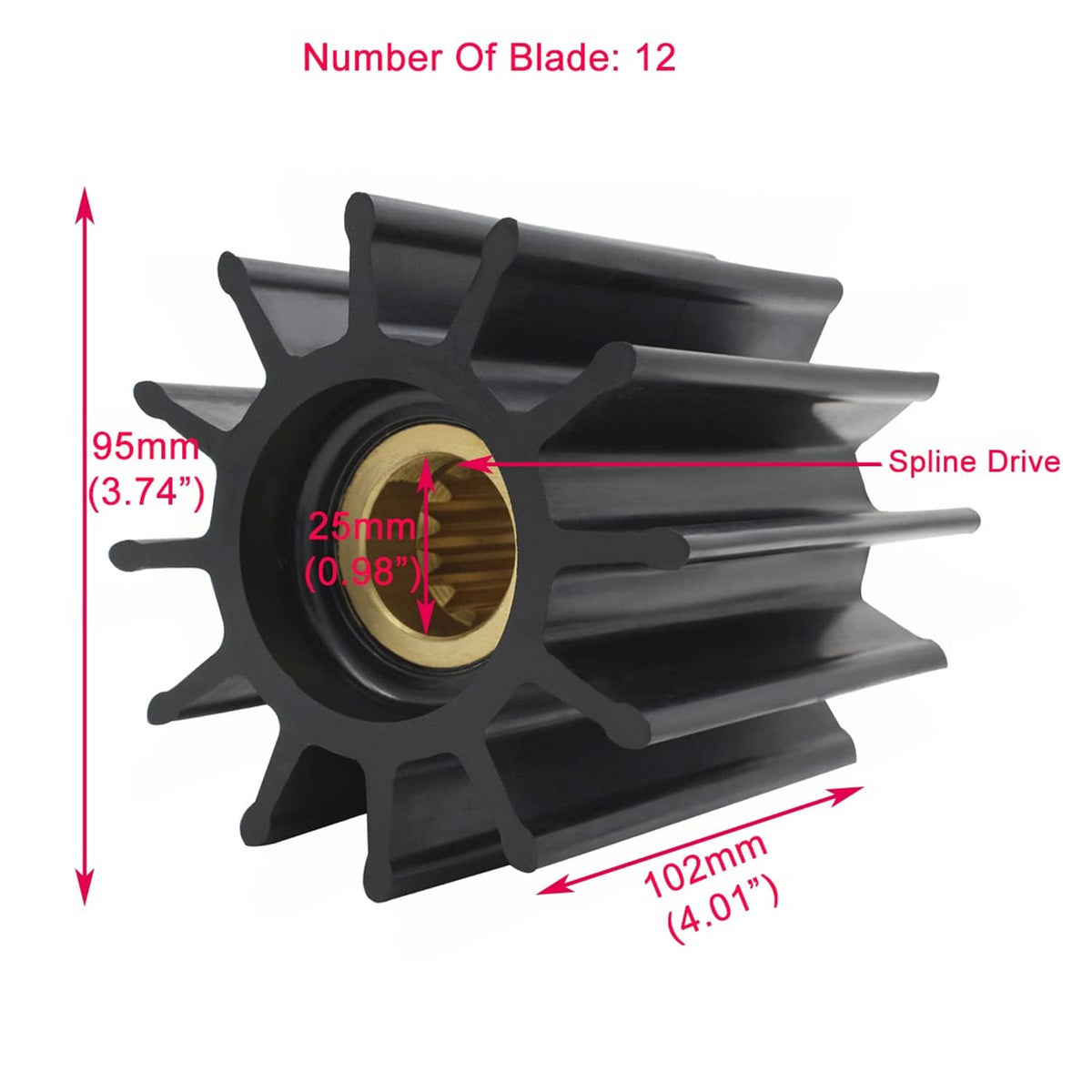 Solid Spare 2Pcs Water Pump Impeller Caterpillar 2820683 2845561 123-0492 109-5324 109-5327