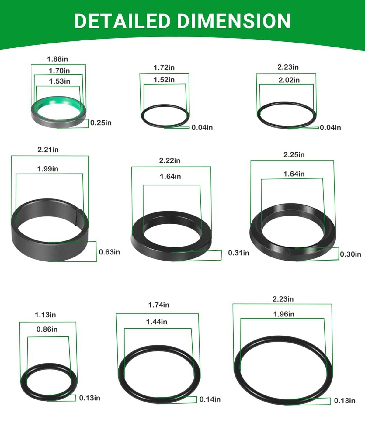 Solid Spare AW16444 Hydraulic Cylinder Seal Kit for John Deere Loader Models 145 146 148 158