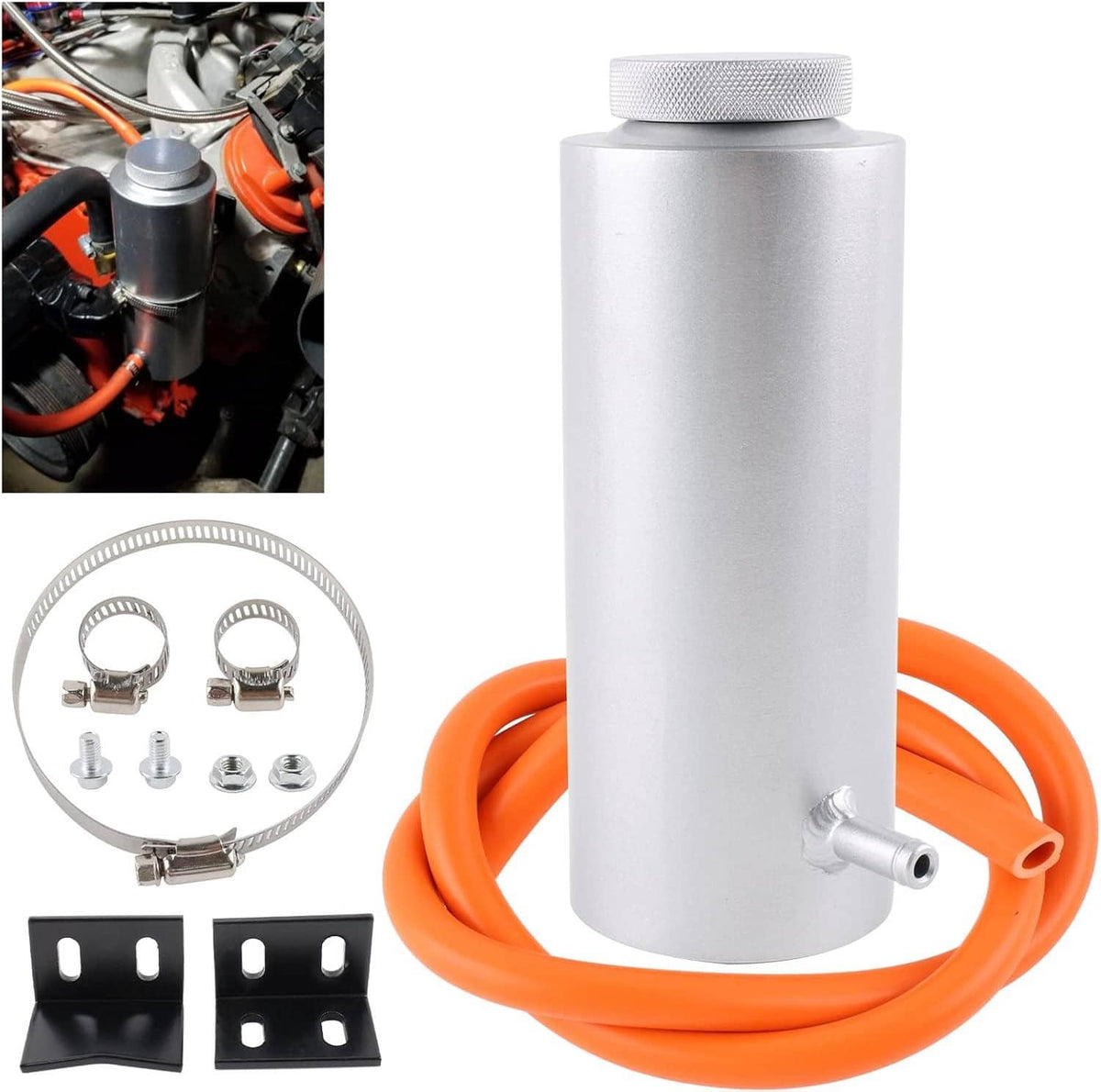 Solidspare New Universal Radiator Coolant Catch Tank Overflow Reservoir 800ml Aluminum