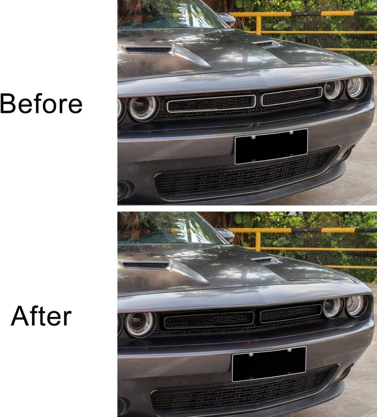 Solidspare Black Front Grill Mesh Grille Inserts Trim Cover for Dodge Challenger 2015-up