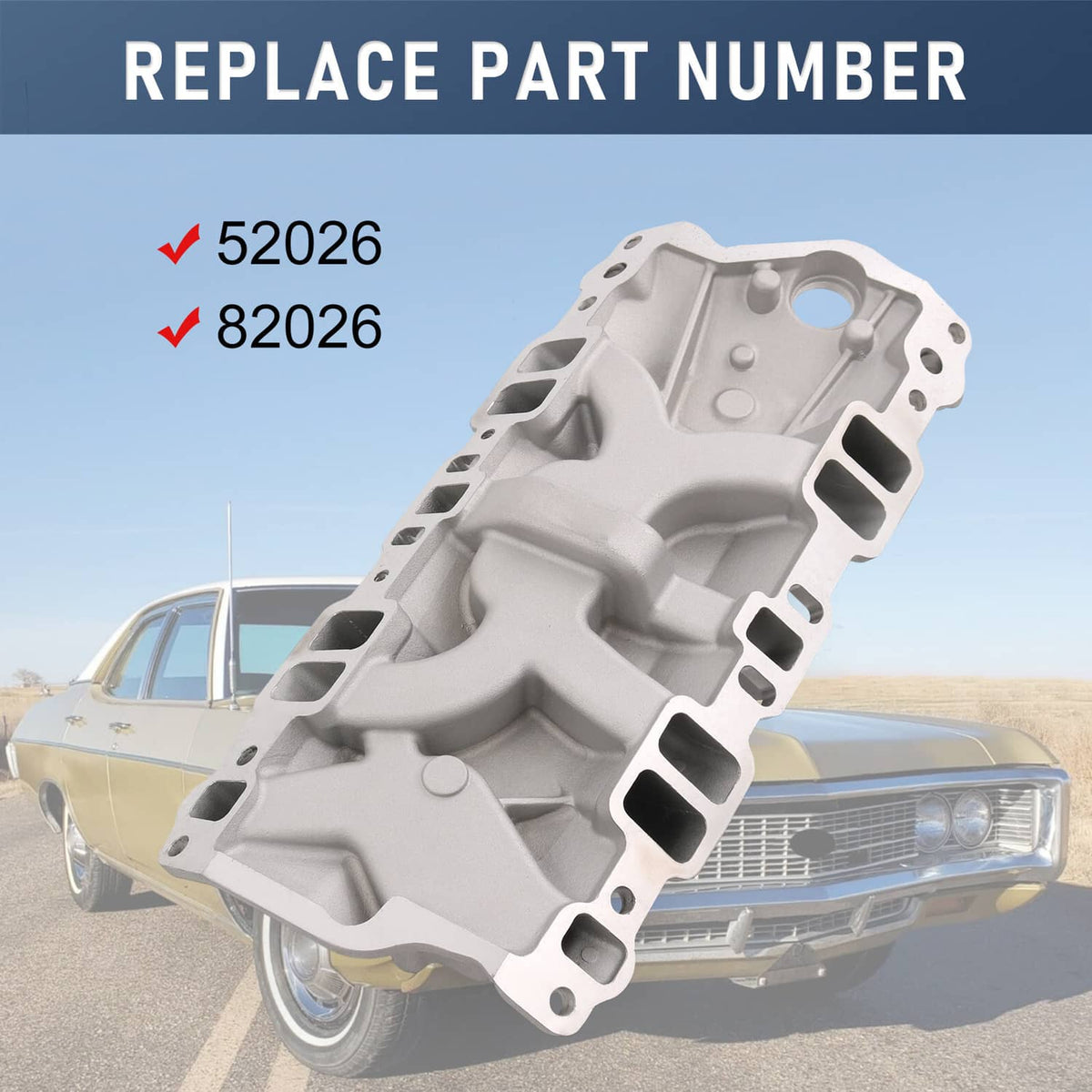 Solidspare 262-400 Dual Plane Front Intake Manifold For Small Block Chevy SBC 1955-1986 NEW