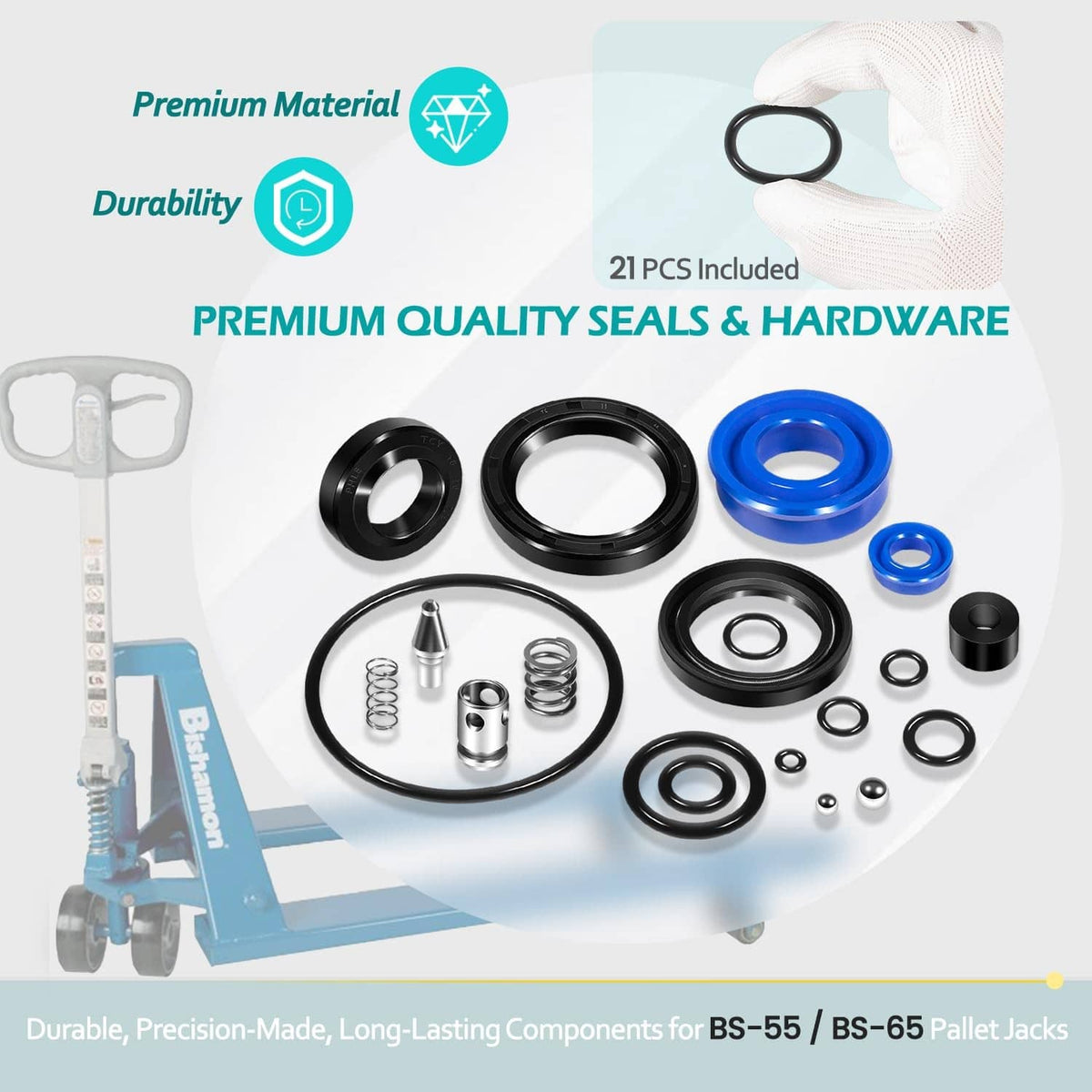 Solid Spare for Bishamon BS-55 BS-65 Manual Pallet Jack BI 52103704-SUPER Seal Repair Kit