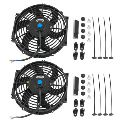 Solidspare 2X Universal 10" inch Slim Pull Push Racing Electric Radiator Engine Cooling Fan