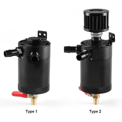 Solidspare Black 2 Port Reservoir Baffled Tank Oil Catch Can with Drain Valve Breather New