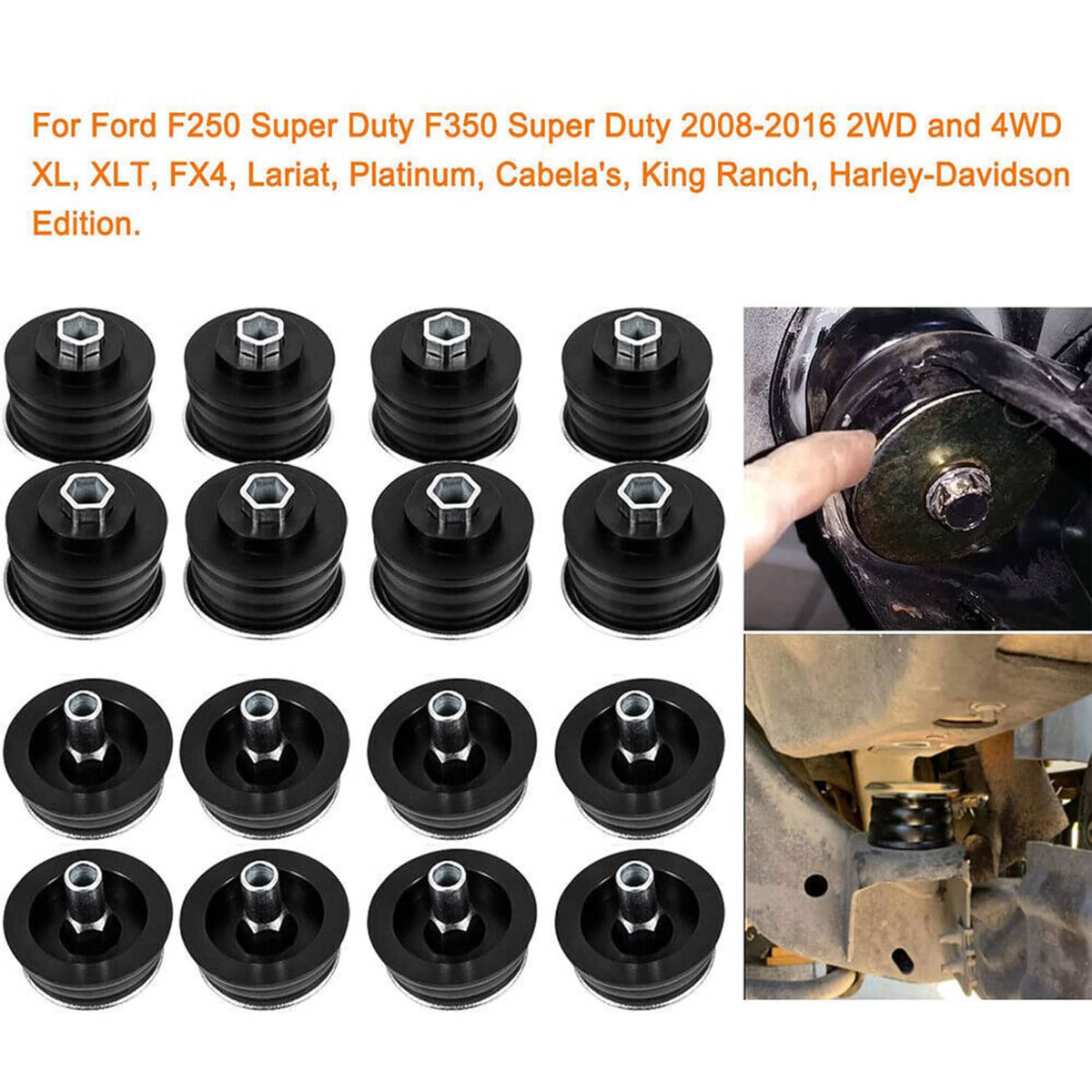 Solidspare Body Cab Mount Bushing Kit For Ford F250/350 Super Duty 2/4WD 2008-16 KF04060BK