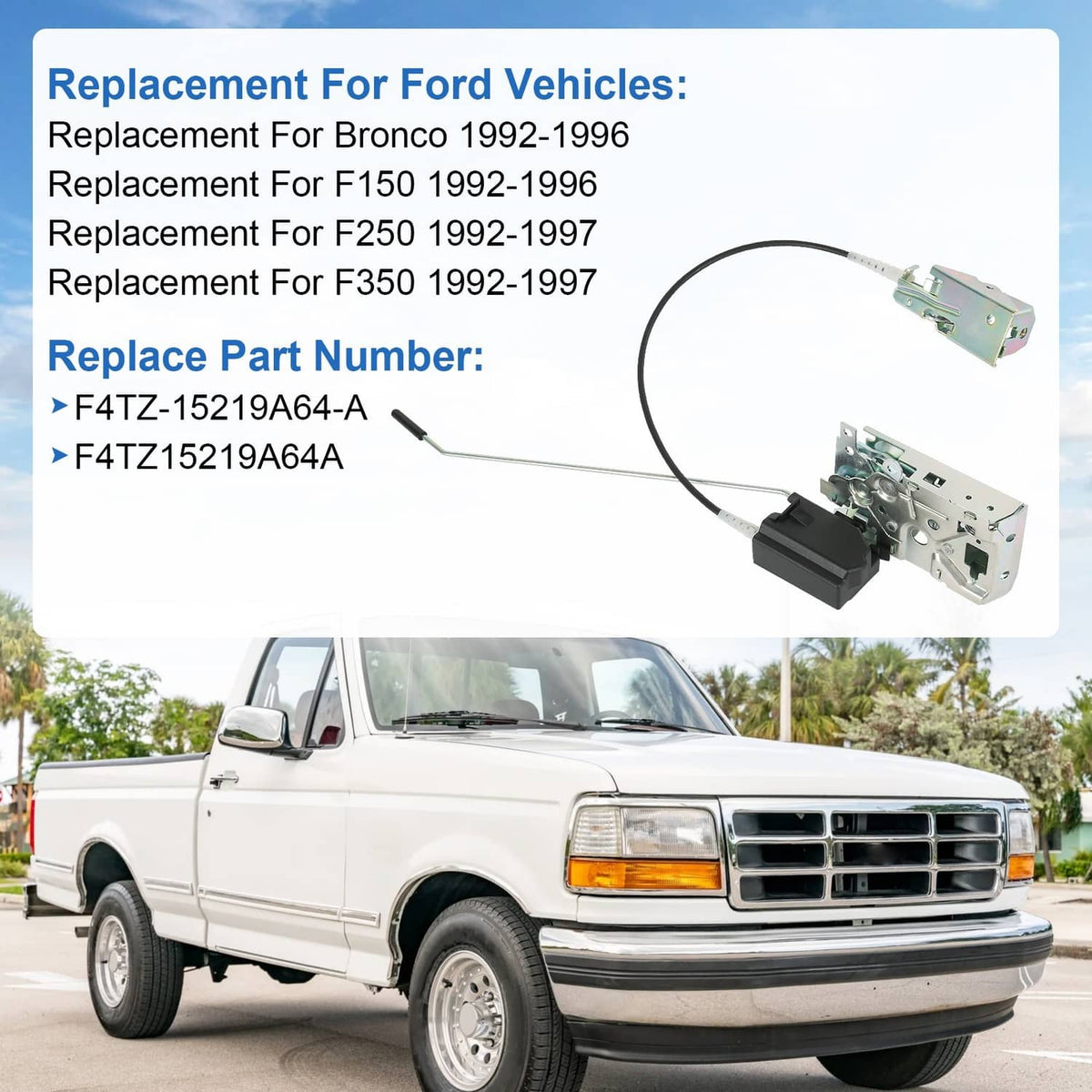 Solidspare Front Left & Right Door Lock Latch with Cable & Rod Kit for 92-97 Ford F-Series