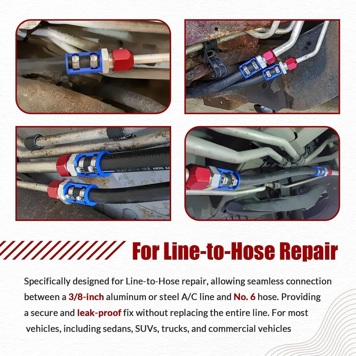 Solidspare 800-671 A/C Line Splice Kit for 3/8” Line With No.6 Hose 24" Line to Hose Repair