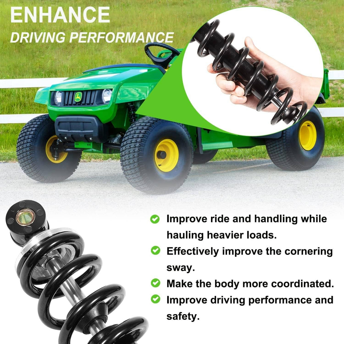 Solidspare Front Suspension Heavy Duty Shock Absorber Kit For John Deere AM130448 Gator TX