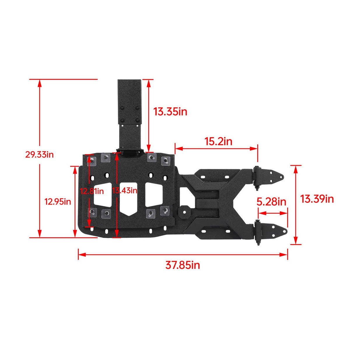 Solid Spare Tailgate Spare Tire Carrier For Jeep Wrangler JL (Not for JK) 18-26 Fit 37" Tire