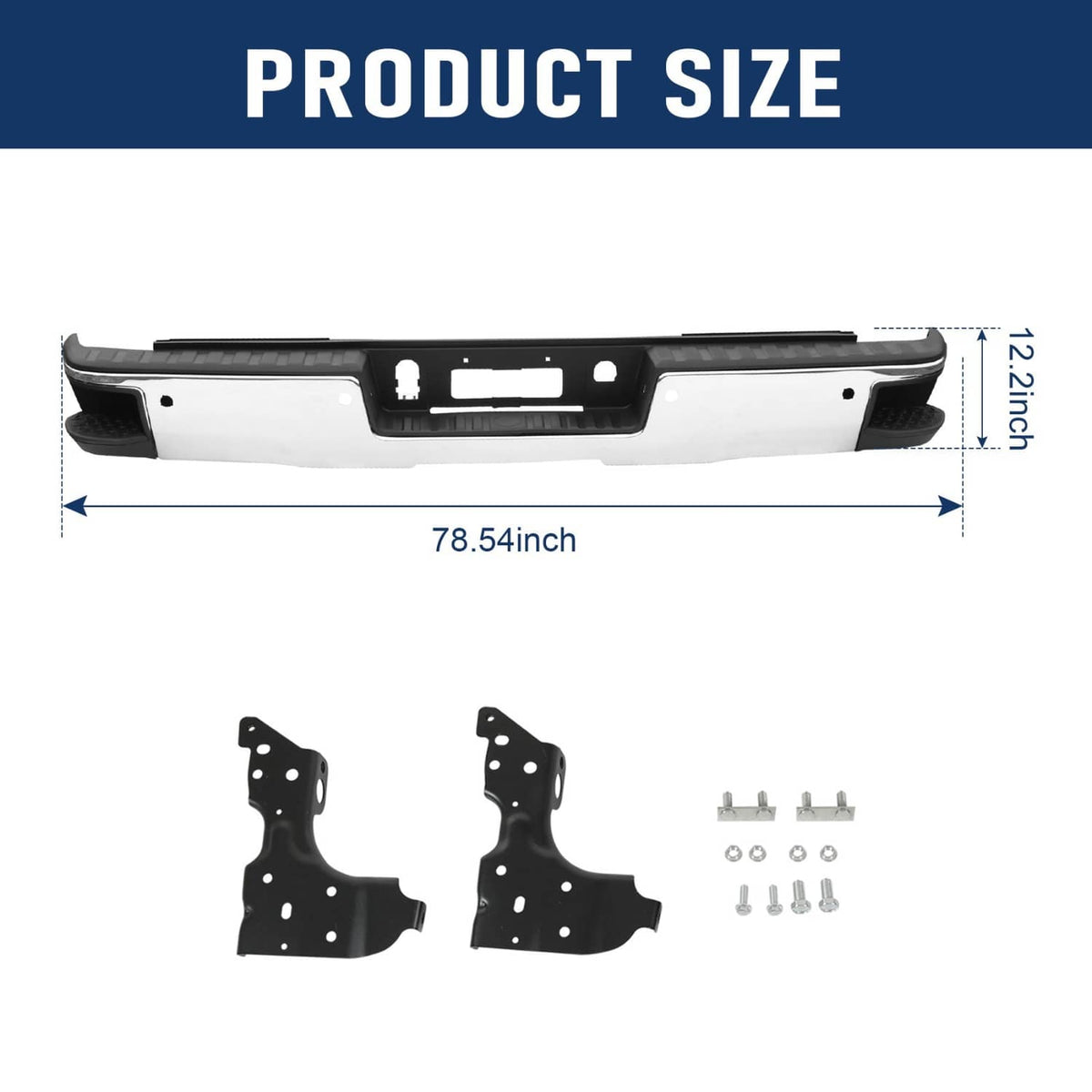 Solidspare Chrome Rear Bumper & Sensor Holes Fits Chevy Silverado GMC Sierra 1500 2014-2018