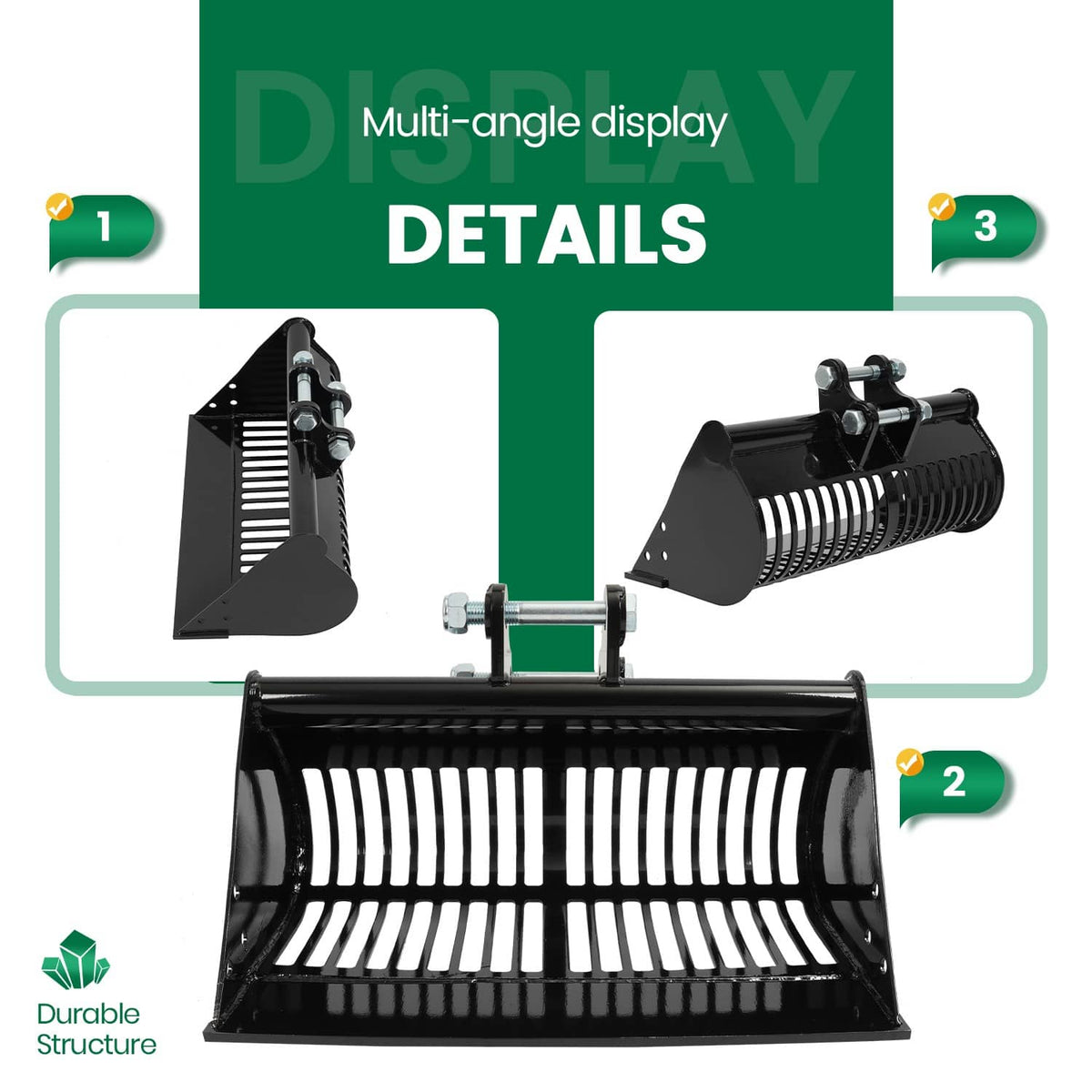 Solidspare 600mm Mud Bucket Mini Excavators Digger Screening Skeleton Attachment
