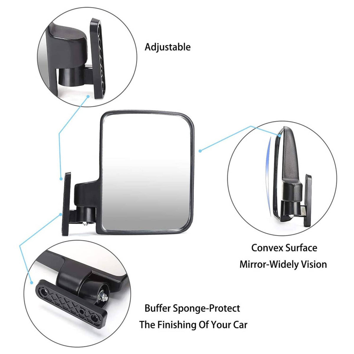 Solidspare Universal Golf Cart Side Mirrors No Drilling Rear View Mirror for EZGO Club Car
