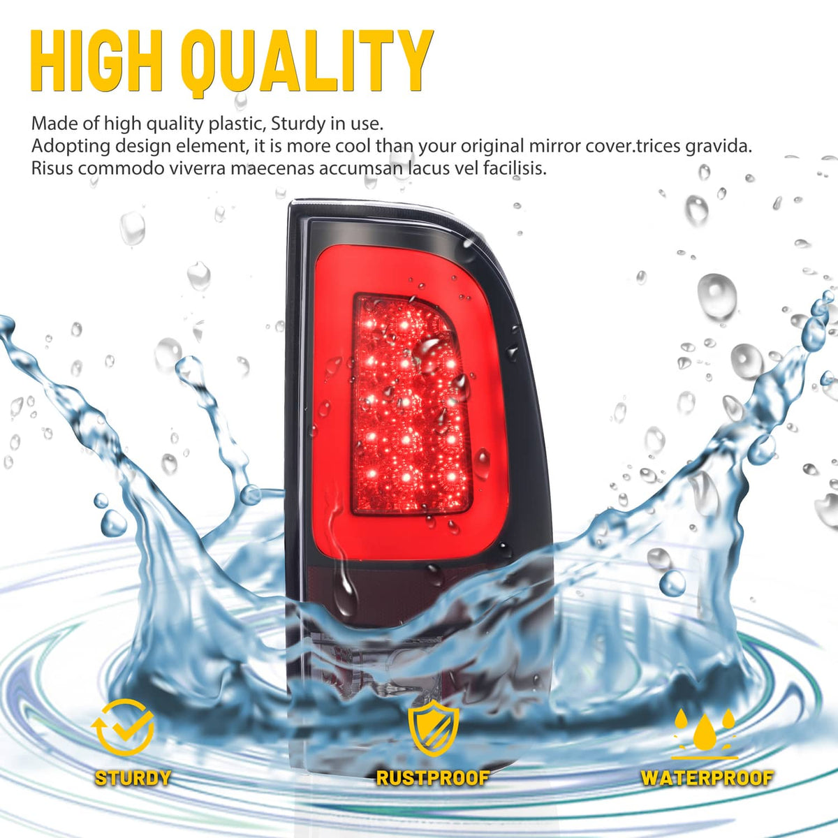 Solid Spare For 1997-03 Ford F150 99-07 F250 F350 Black Smoke LED Tube Tail Light Brake Lamp