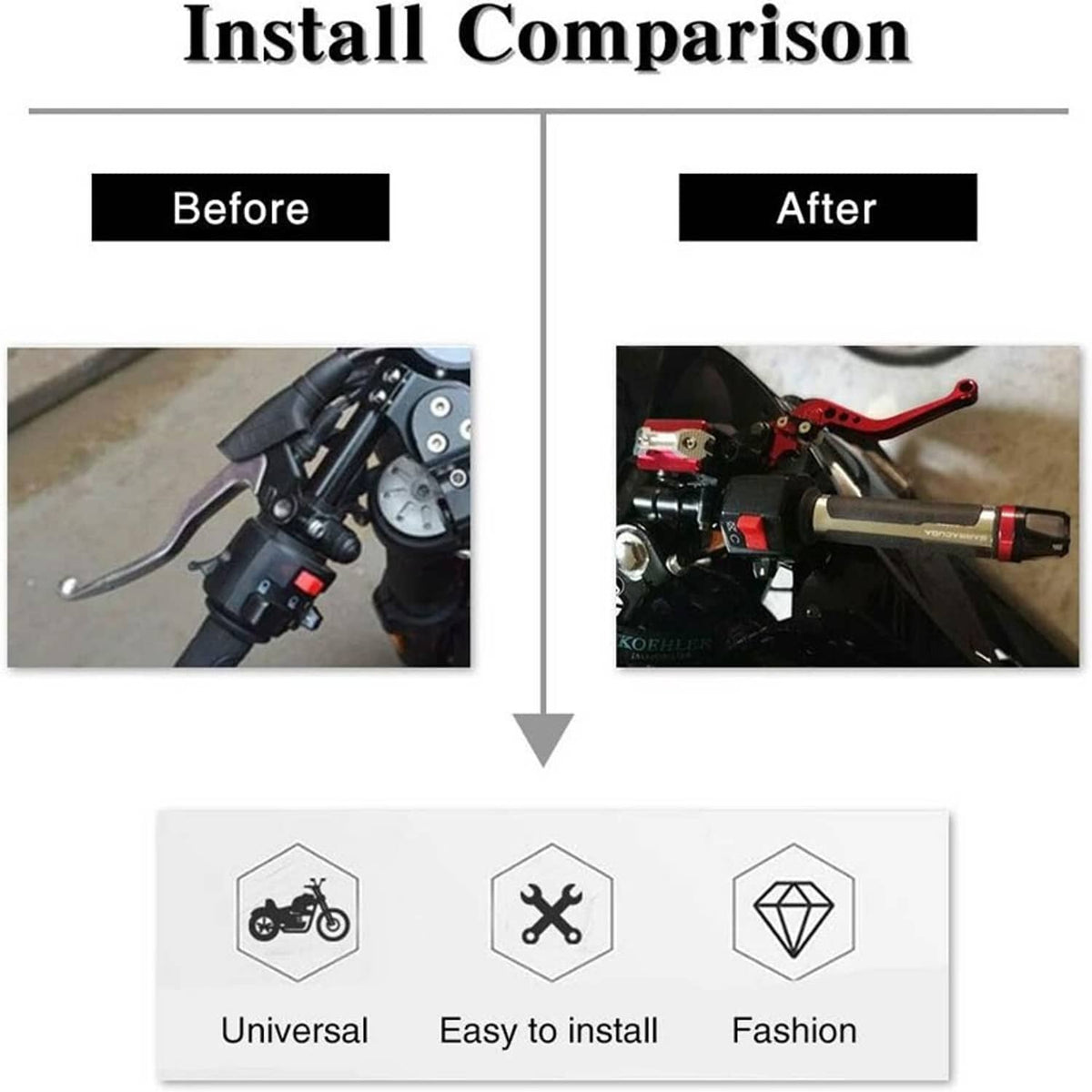 Solidspare Universal Motorcycle 7/8'' CNC Brake Clutch Master Cylinder Lever Set Reservoir