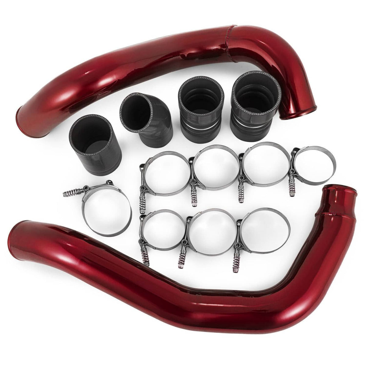 Solidspare Red Turbo Intercooler Pipe Boot Kit CAC Tubes for 2003-07 Ford 6.0L Powerstroke