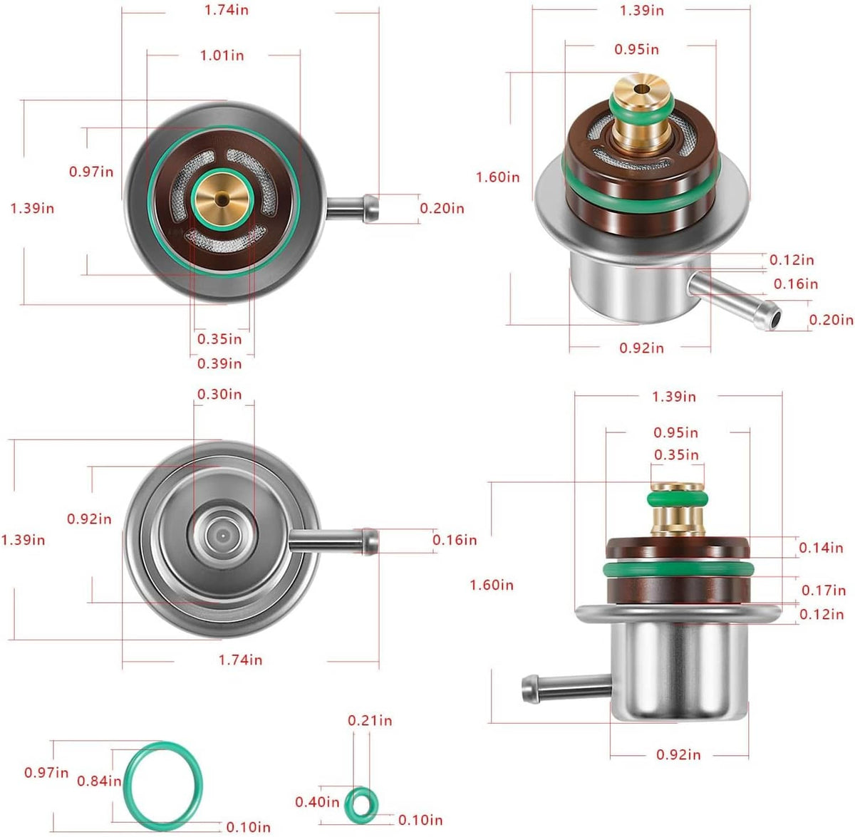 Solid Spare Fuel Pressure Regulator for Volvo Penta Mercruiser 4.3 5.0 5.7 6.2L Engines