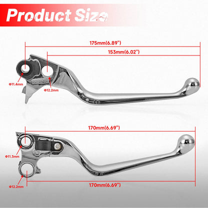Solidspare Chrome Wide Hand Levers for Harley Sportster Softail Dyna Street Glide Road King