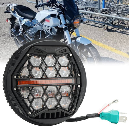 Solidspare 120W 5.75'' Round LED Headlight Hi/Lo Amber DRL For Harley Softail Standard FXST