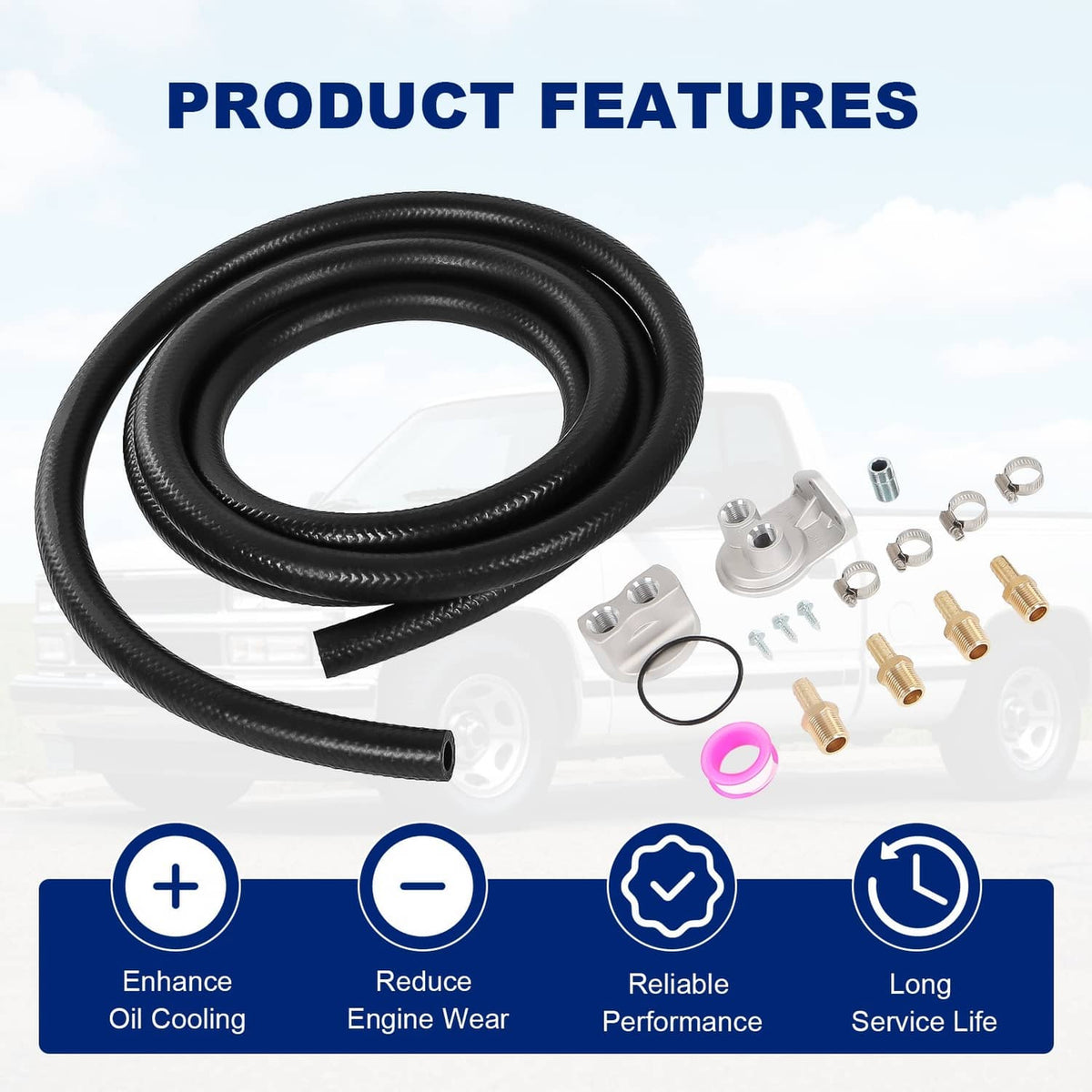 Solidspare Universal Remote Oil Filter Kit Single Filter 3/4-16 in Thread Adapter 10ft Hose