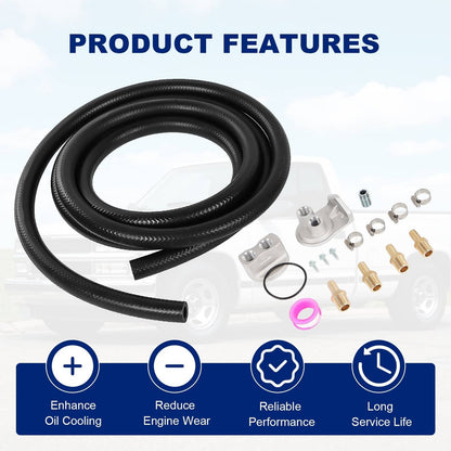Solidspare Universal Remote Oil Filter Kit Single Filter 3/4-16 in Thread Adapter 10ft Hose