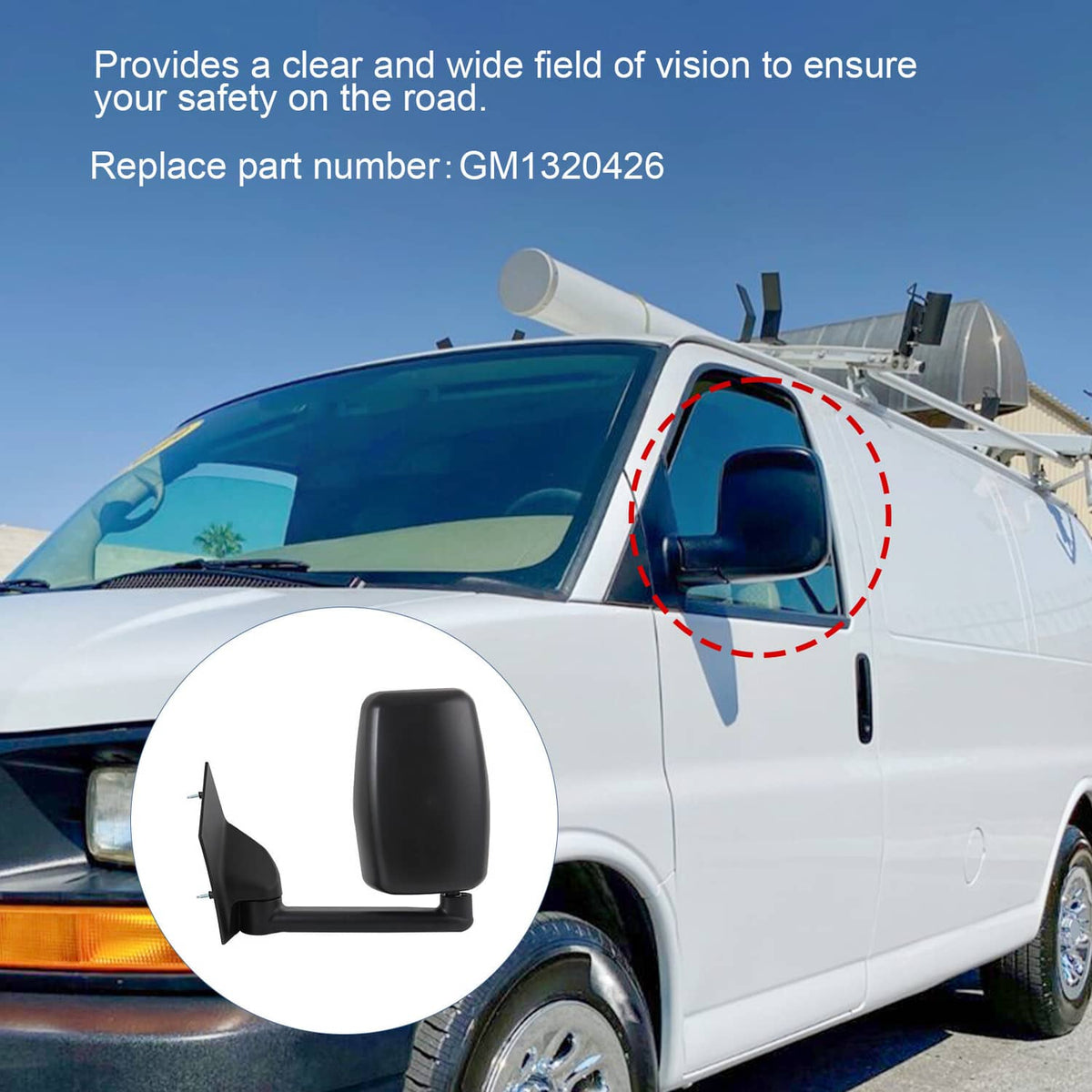 Solidspare LH + RH Pair Manual Tow Mirrors For 2003-2017 Chevy Express Savana Van Smooth