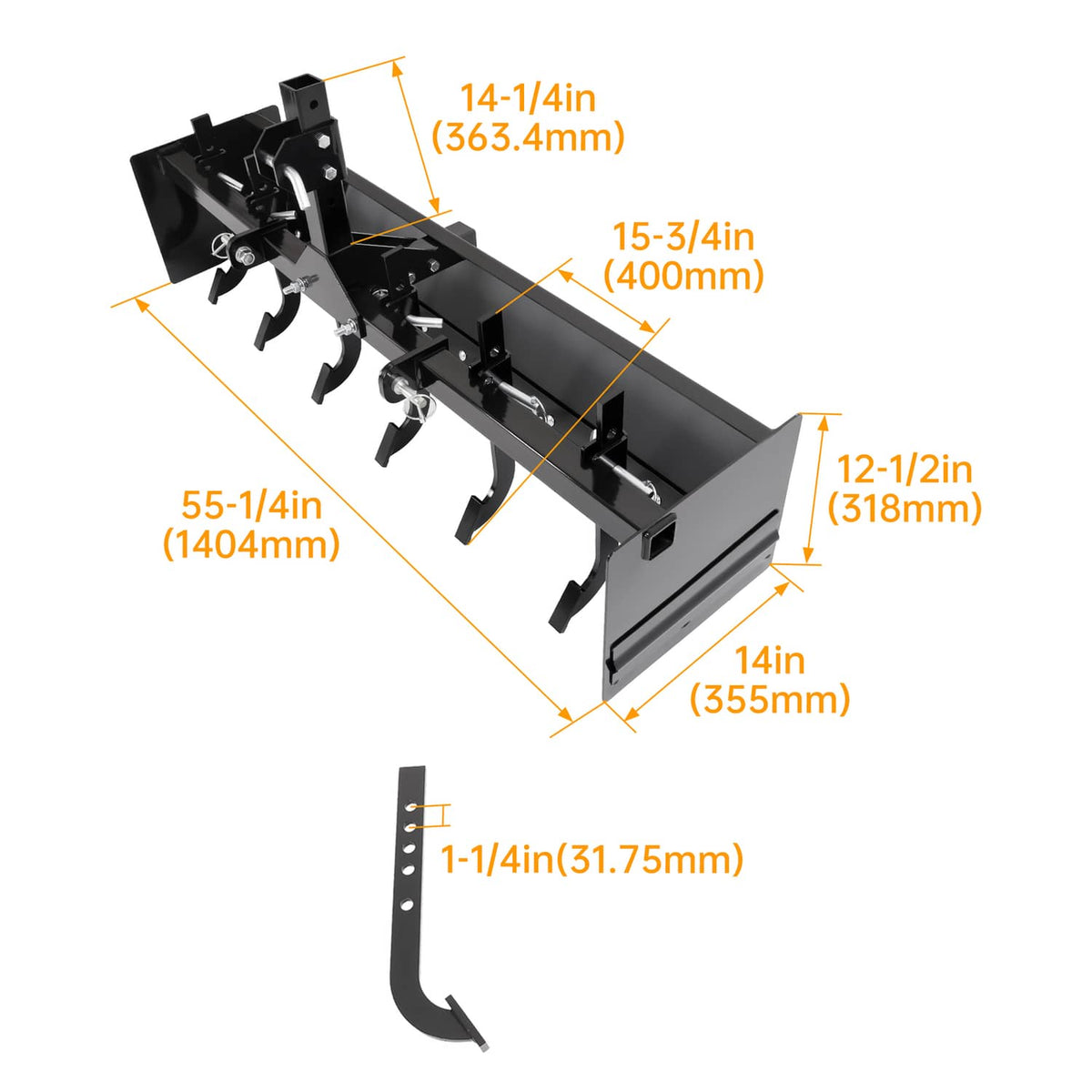 Solidspare 55" Tow Behind Box Scraper Blade Three-Point Quick Hitch For Cat 0 Cat 1 Tractor