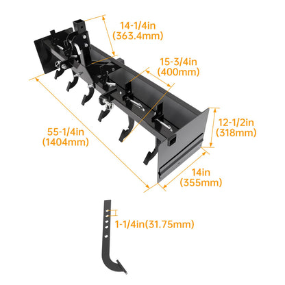 Solidspare 55" Tow Behind Box Scraper Blade Three-Point Quick Hitch For Cat 0 Cat 1 Tractor