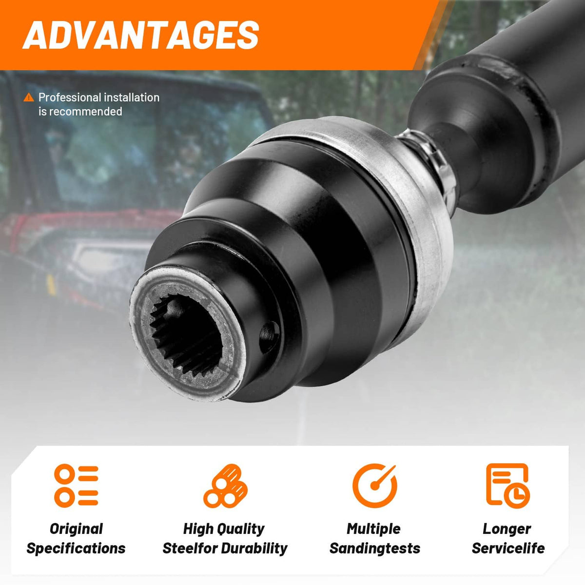Solidspare Front CV PRO Shaft for Polaris Ranger XP 1000 2017-2021 Ranger XP 900 2017-2019