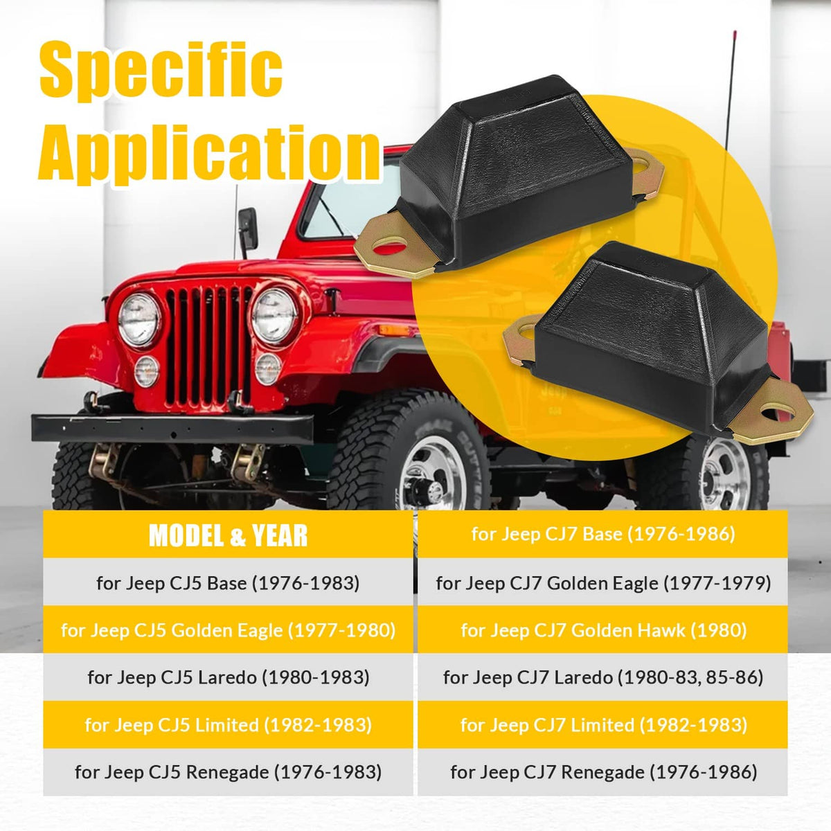 Solidspare 9.9137G Universal Bump Stop Set For 1976-1983 Jeep CJ5 & 1976-1986 Jeep CJ7