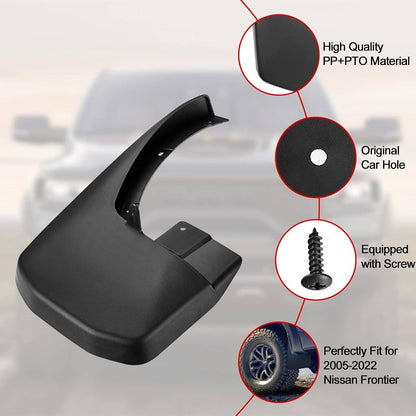 Solidspare 4x Mud Flaps Splash Guards Mudguards For 2005-2022 Nissan Frontier Pickup 4-door