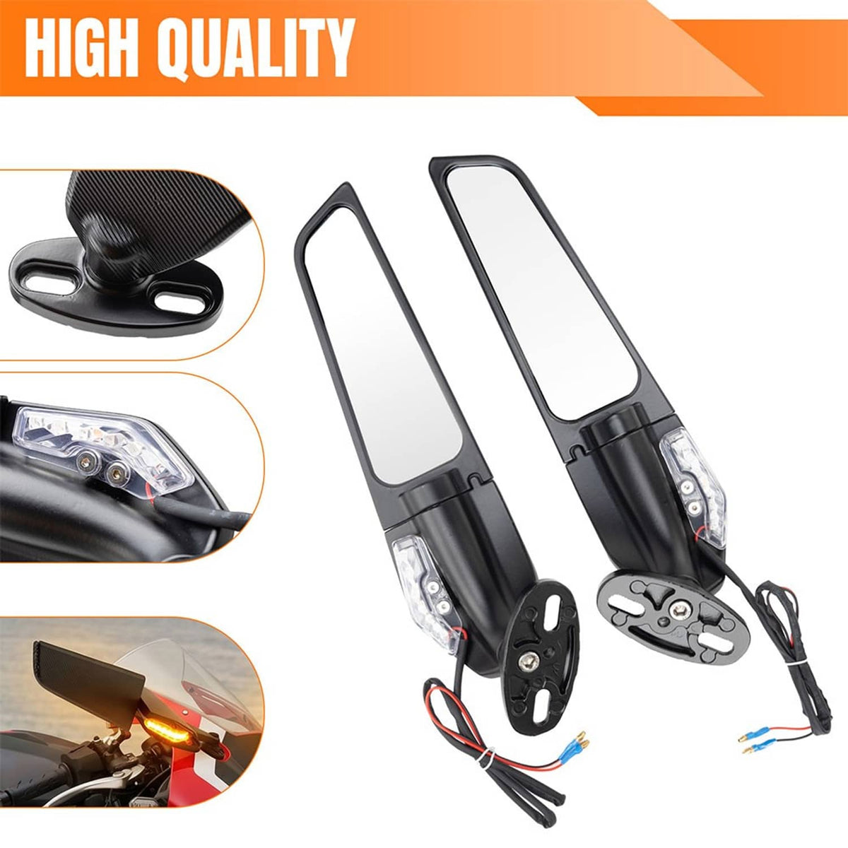 Solidspare Rearview Wind Wing Mirrors W/ Turn Signals For Suzuki GSXR600 GSXR750 GSXR250R