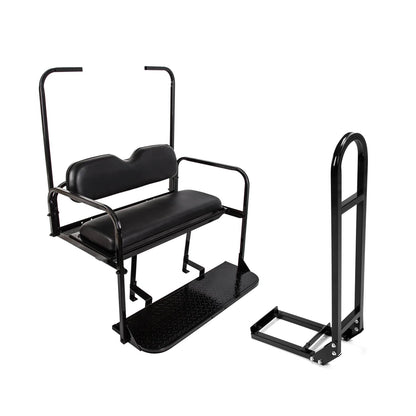 Solidspare Rear Flip Seat Kit for EZGO Golf Cart TXT model (Black) with Grab Bar Handle