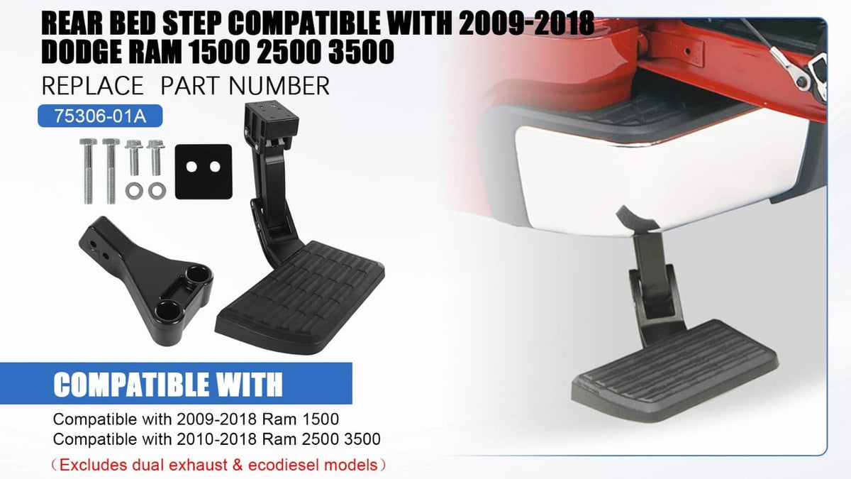 Solidspare Rear Tailgate Bed Side Step Retractable Bumper Step For Dodge Ram 1500 2500 3500